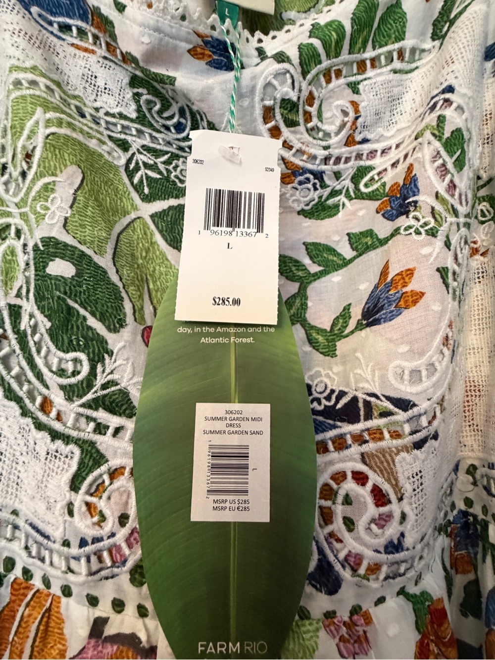 FARM Rio White Tiered Midi Dress with Green, Blue and Orange Floral Print - Picture 2 of 4